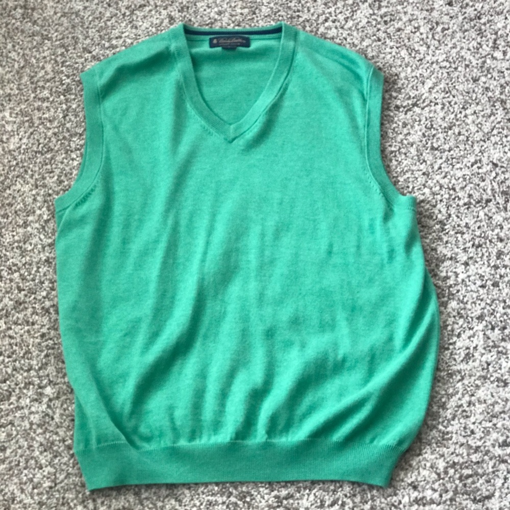 Men’s Green Brooks Brothers Sweater Vest, Large